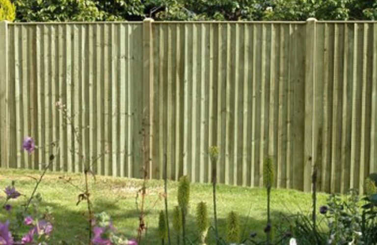 Close-board fences, also called featherboard, are strong and solid, constructed with overlapping vertical feather-edge wooden boards.